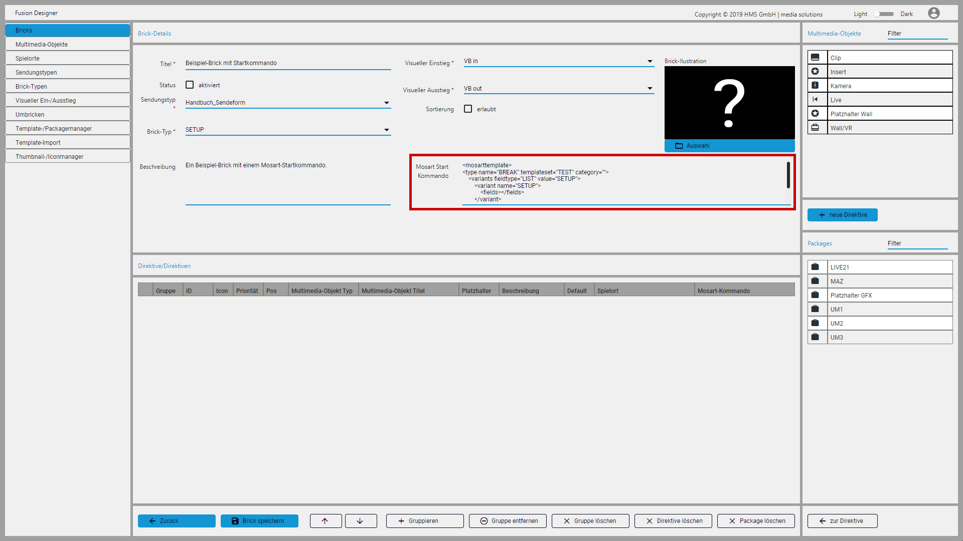 Mosart Startkommando hinzufügen