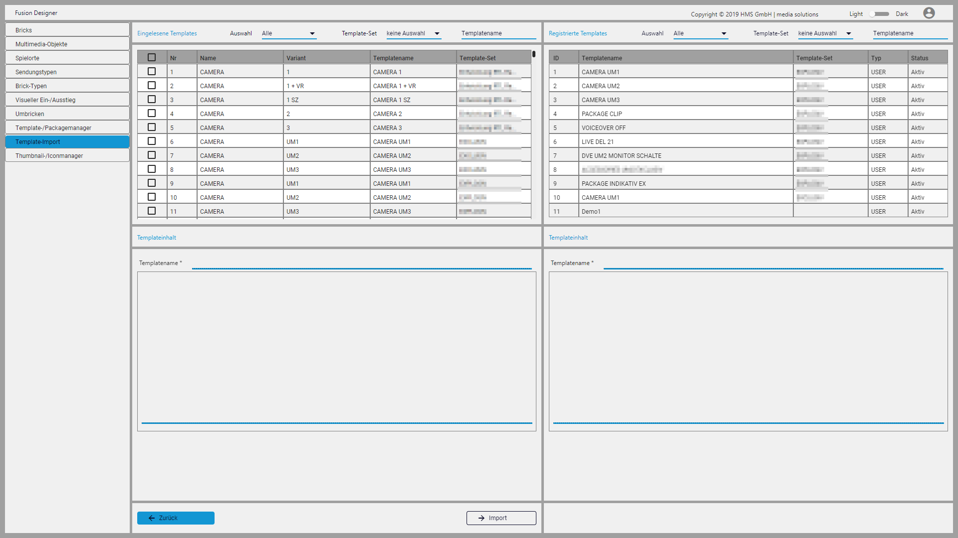 Fusion Designer - Template-Import